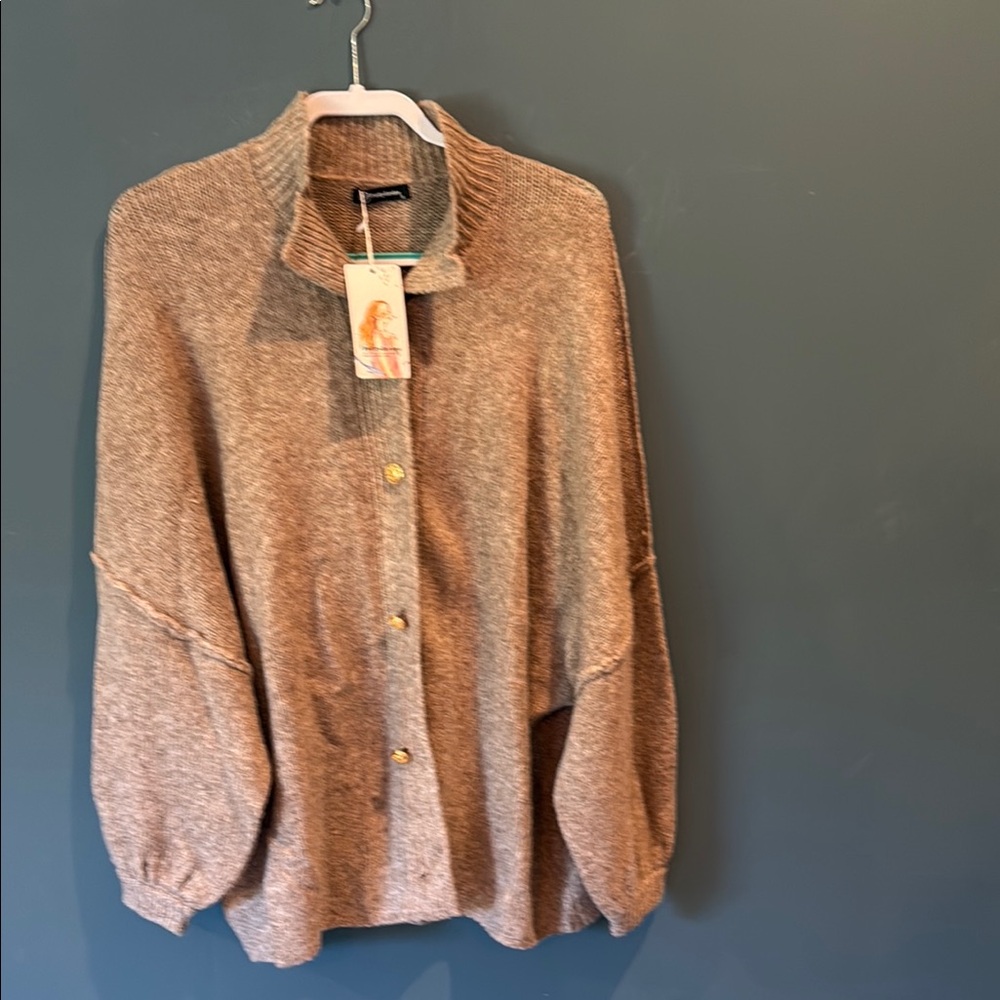 Brown Cardigan with Chunky Knit Texture